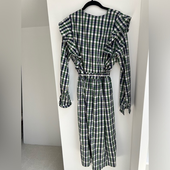 Glamorous size 12 tall plaid midi dress w/ long sleeves & ruffle details - Picture 2 of 6